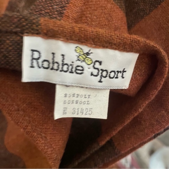 Vintage Plaid Wool Shawl Wrap Robbie Sport Large - Picture 3 of 7